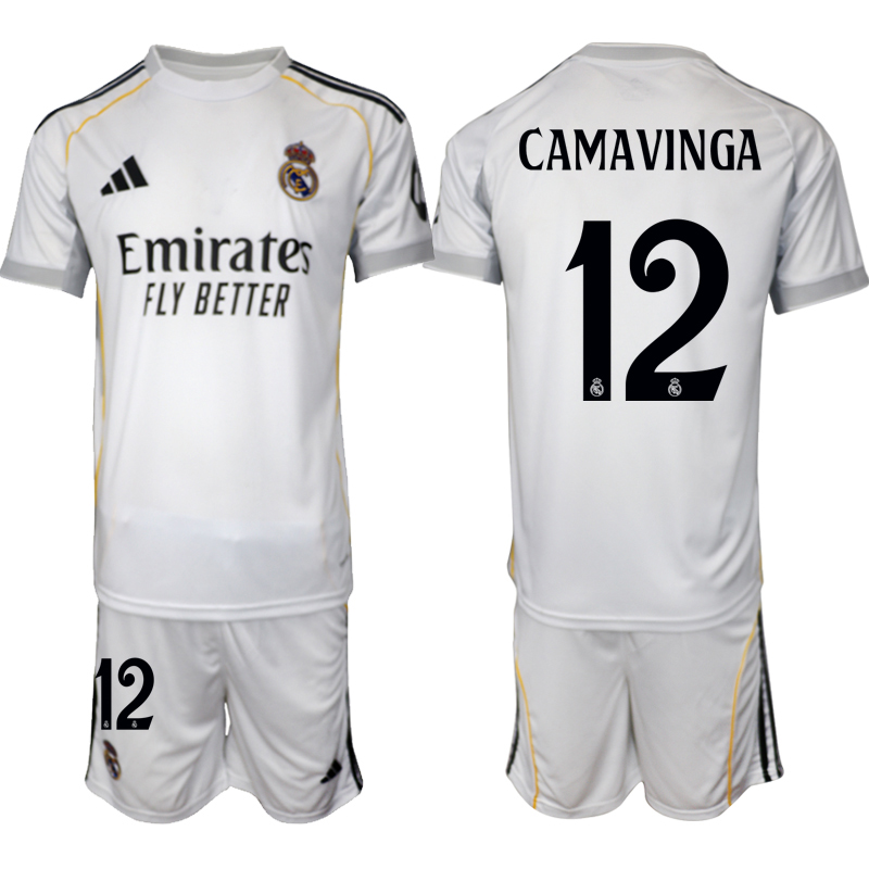 Men 2025-2026 Club Real Madrid home White #12 Soccer Jersey->youth soccer jersey->Youth Jersey